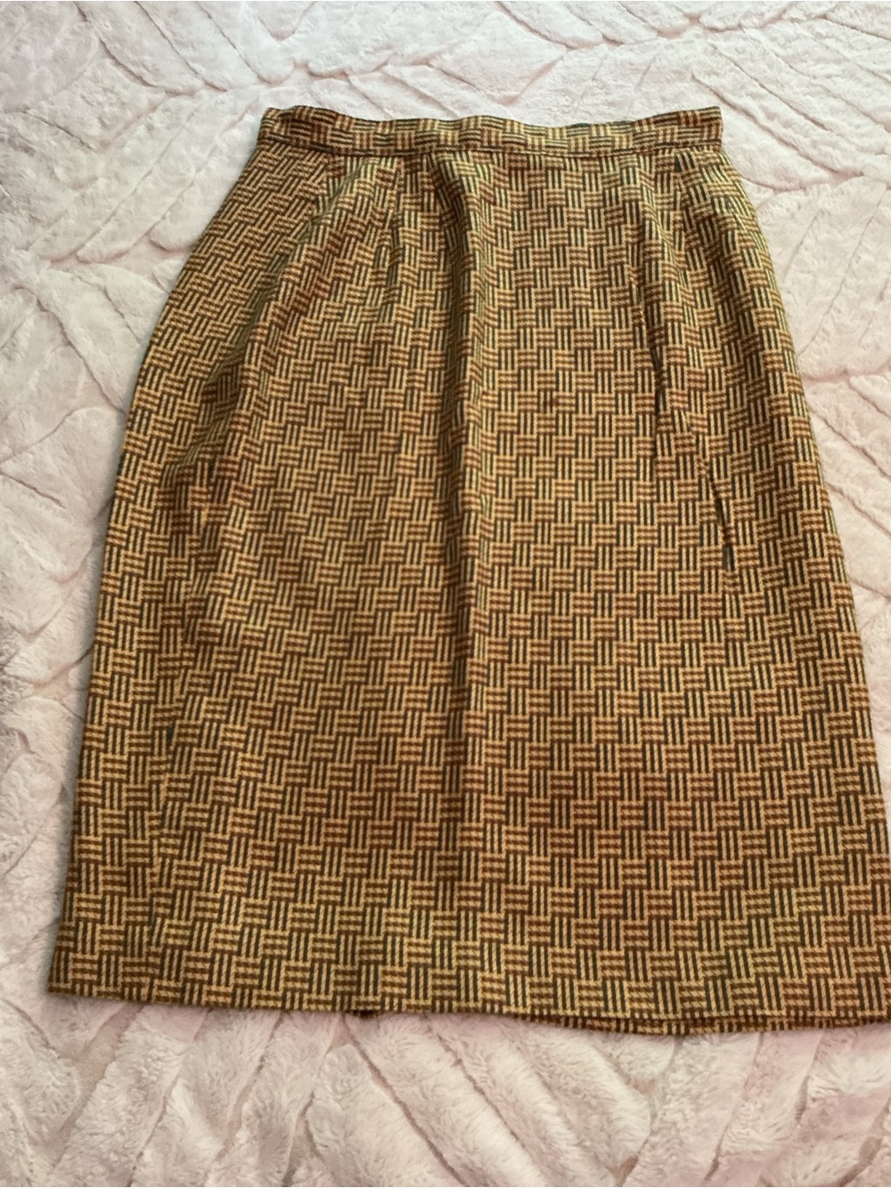 Vintage Women's Brown Patterned Pencil Skirt